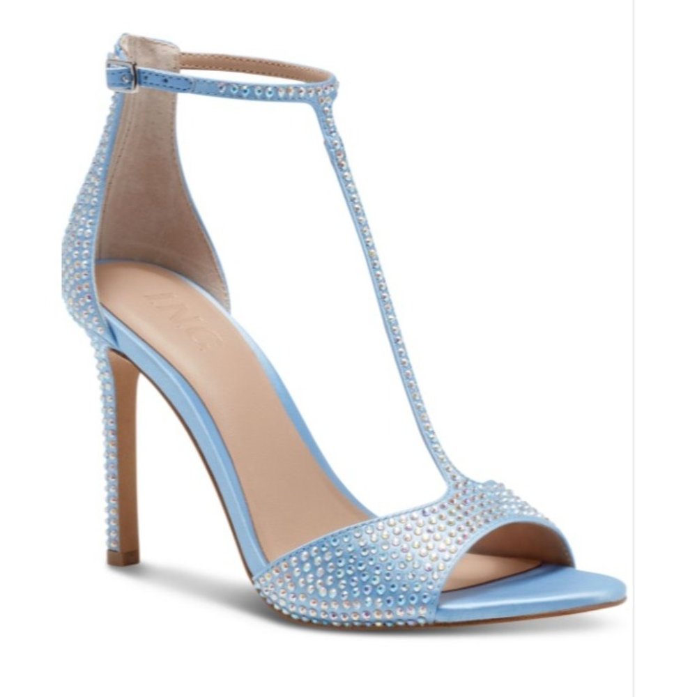 I.N.C International Concept Firah T-Strap Dress Sandals Blue Size 9.5 M NWB